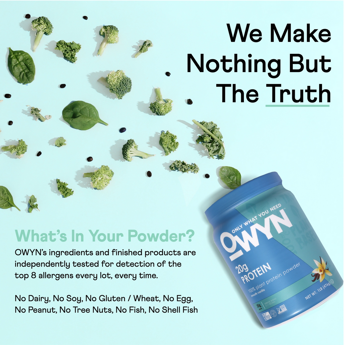 OWYN 20g Plant-Based Protein Powder - Smooth Vanilla, 1.05lb