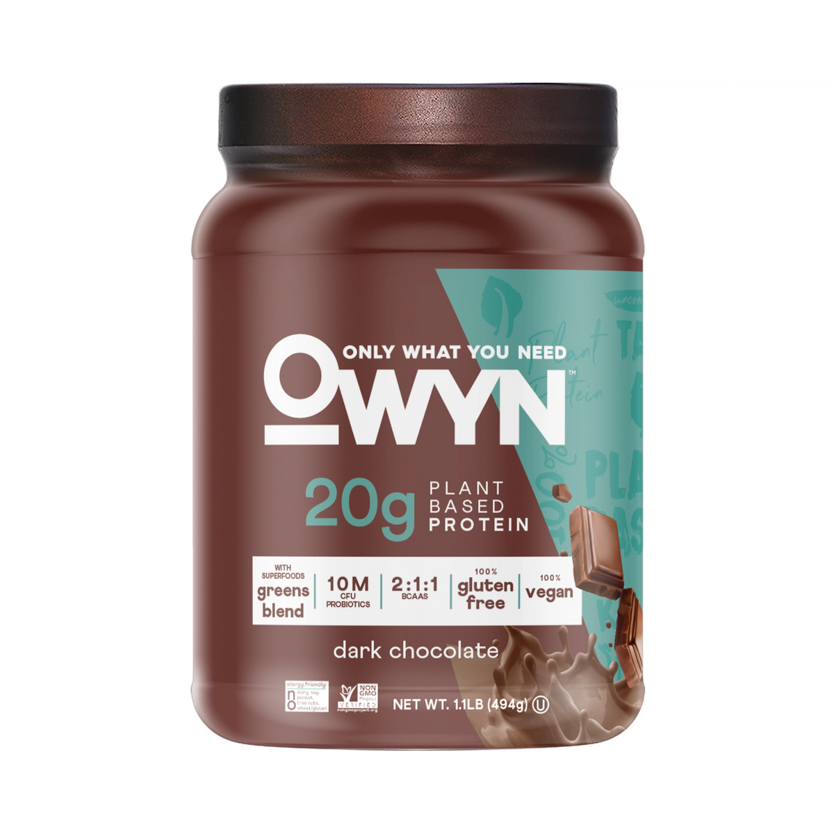 OWYN 20g Plant-Based Protein Powder - Dark Chocolate, 1.1lb