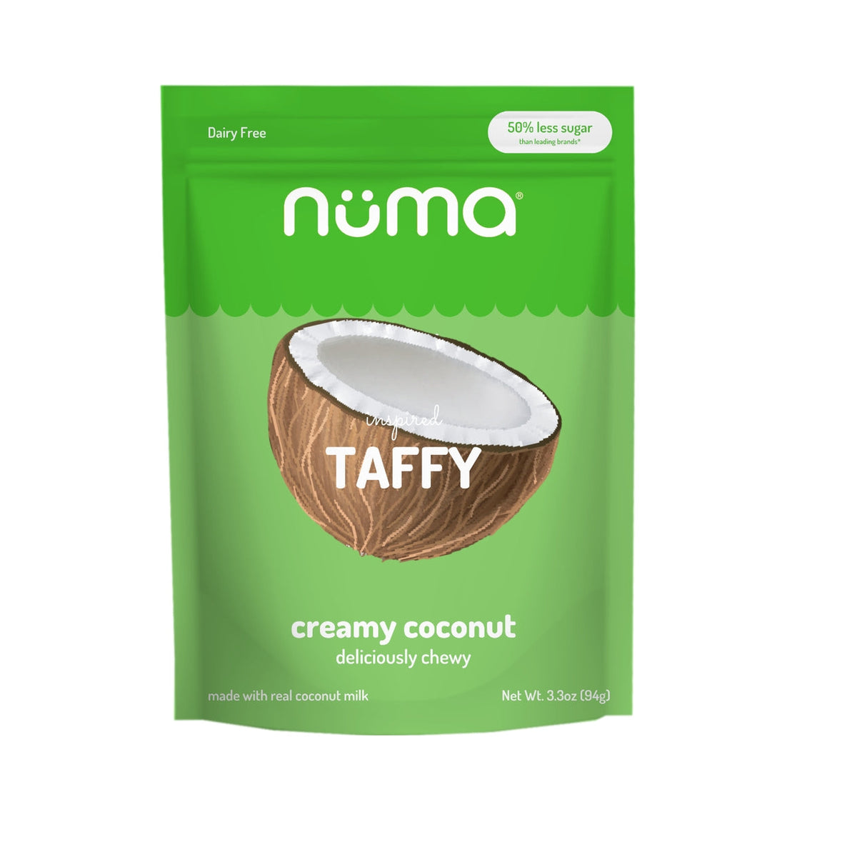 Numa Creamy Coconut taffy pouch front
