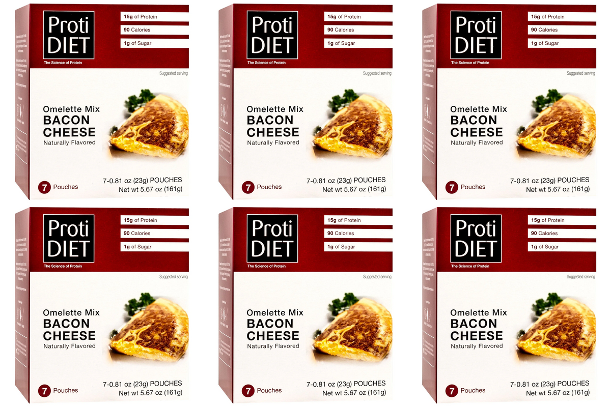 Proti Diet Bacon Cheese Protein Omelette Mix, 7 Pouches - 6-Pack
