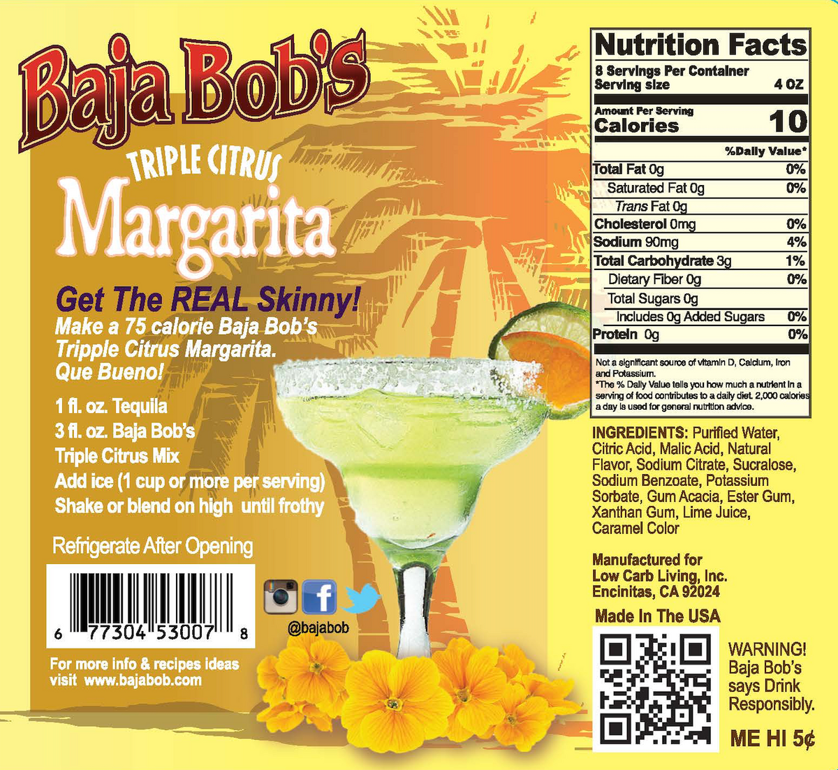 Baja Bob's Margarita Mix - Triple Citrus 32 fl oz