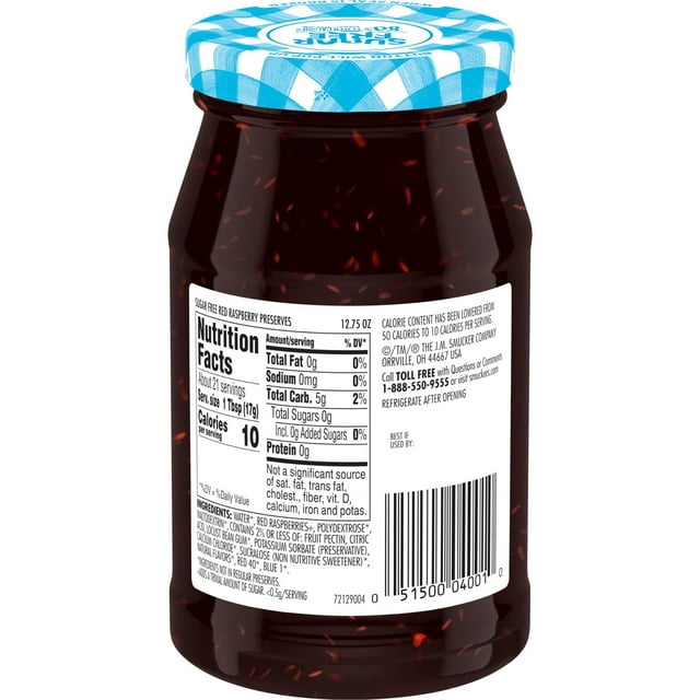 Smuckers Sugar Free Preserves - Red Raspberry 12.75 oz