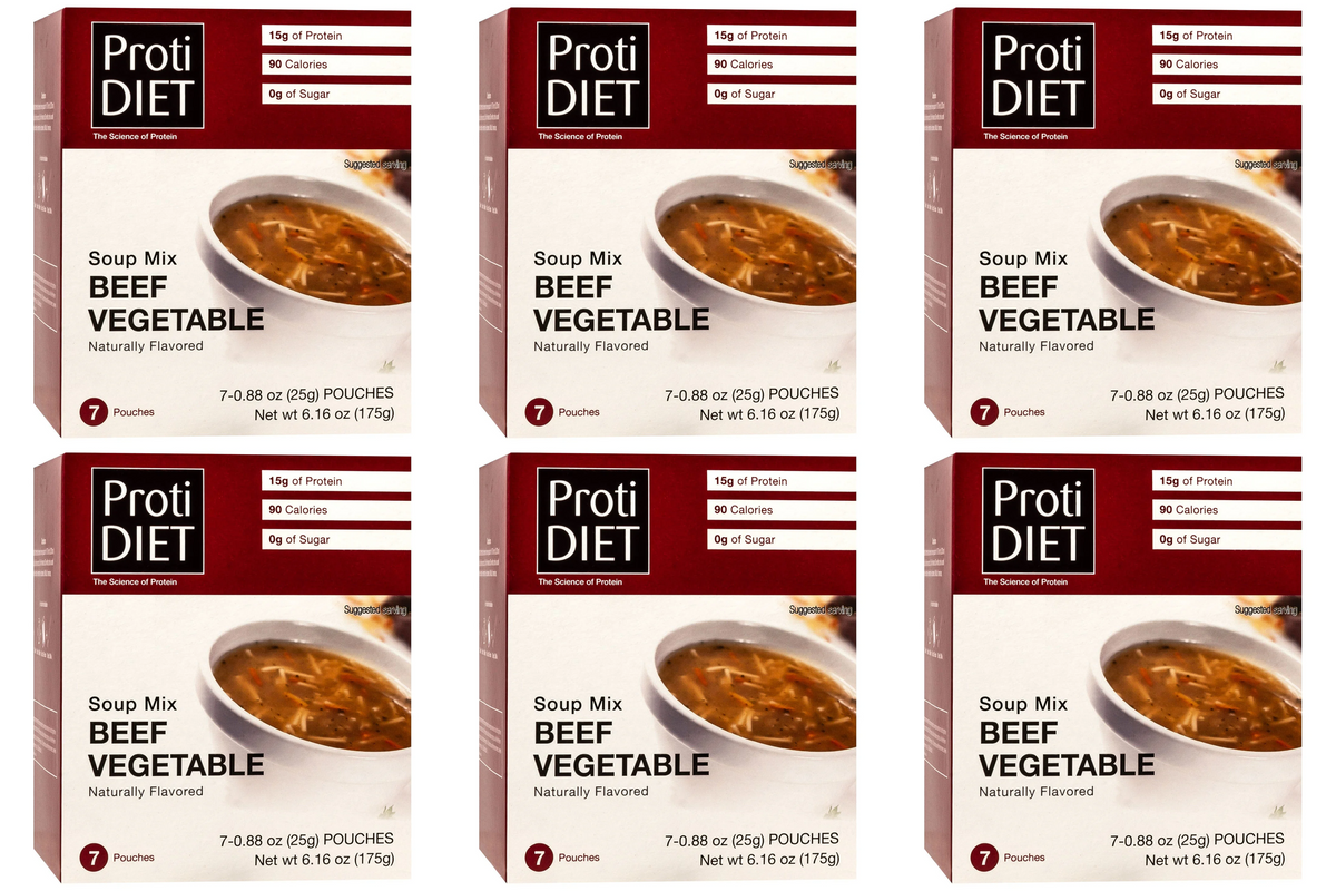 Proti Diet Protein Soup Mix, Beef Vegetable, 7 Pouches - 6-Pack