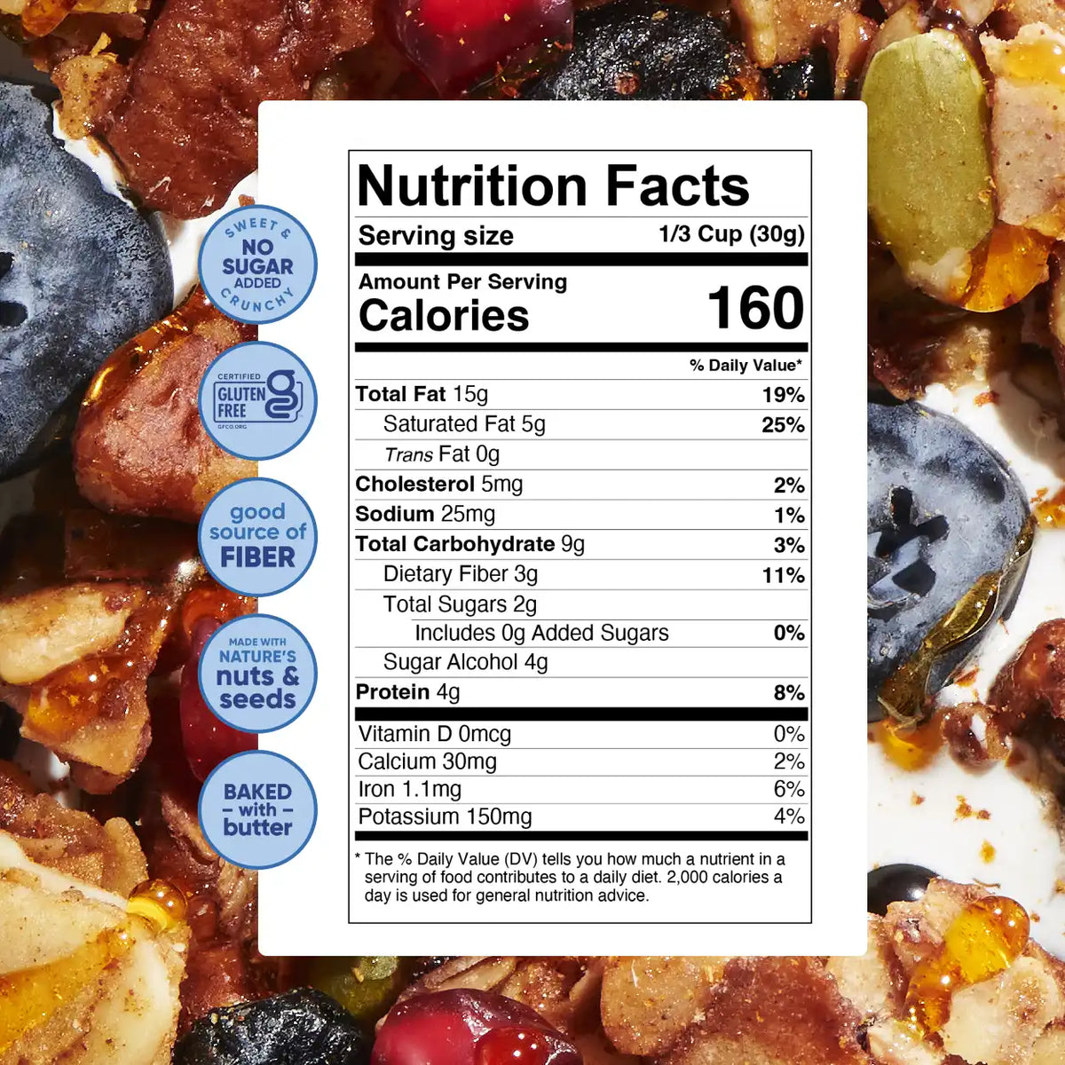 NuTrail No Sugar Added Nut Granola – 8 oz - Blueberry Cinnamon
