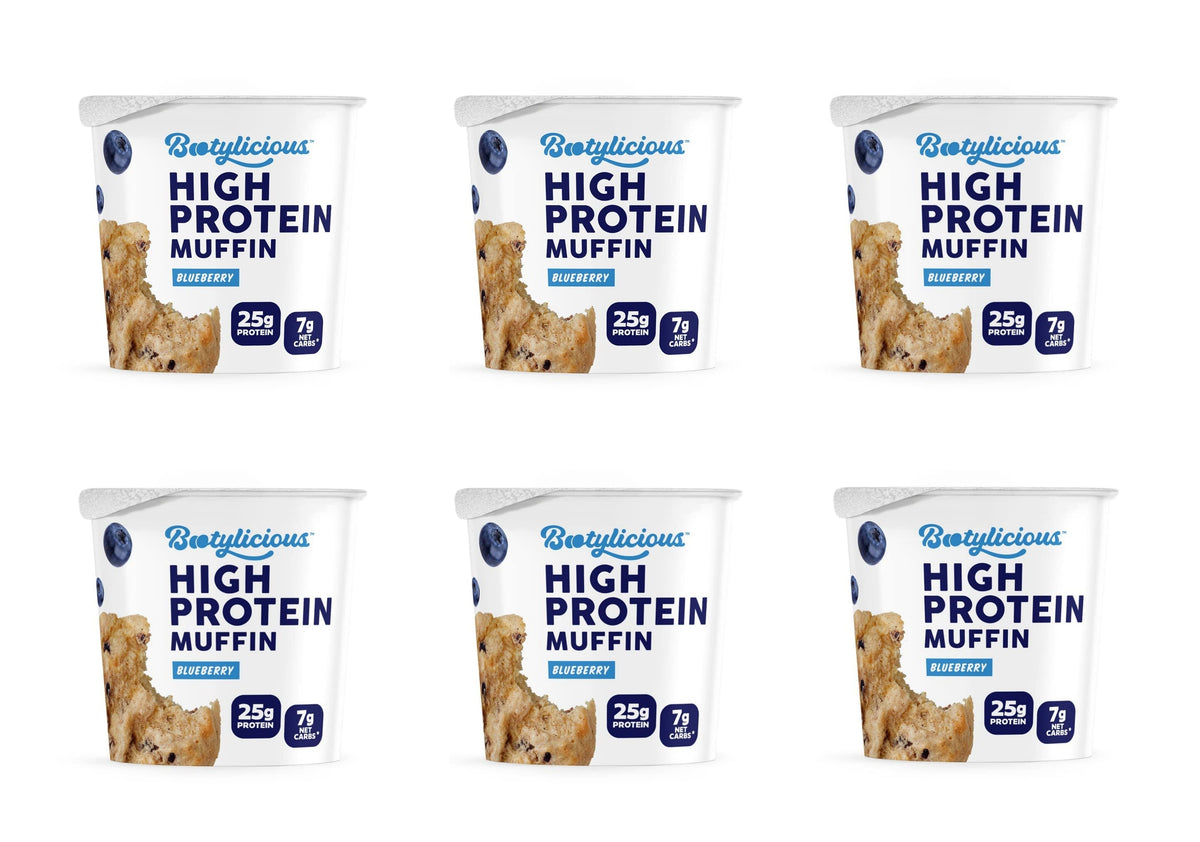Six Bootylicious Blueberry high protein muffin cups