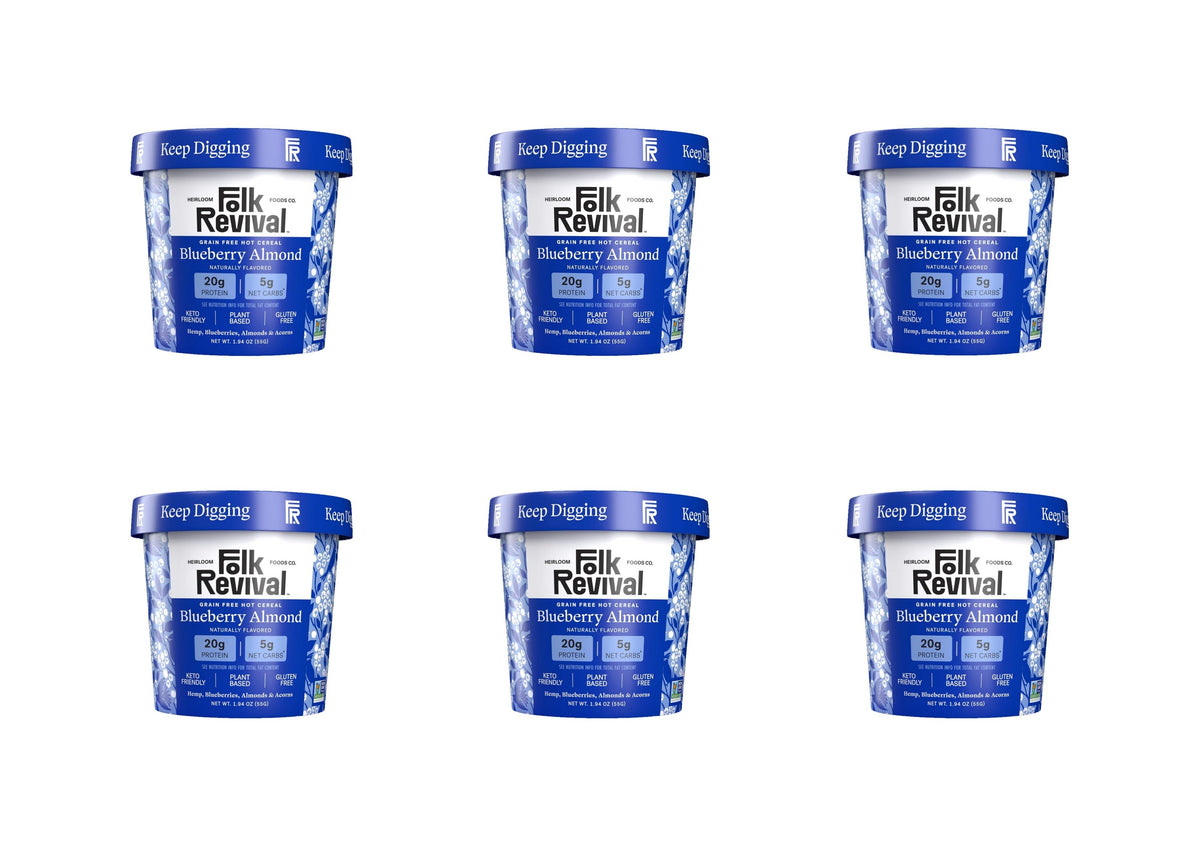 Folk Revival Grain Free Hot Cereal - Blueberry Almond, 6-Pack