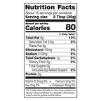 A nutrition facts label displays information about a food product, including serving size, calories, total fat, cholesterol, sodium, carbohydrates, sugars, and protein content.