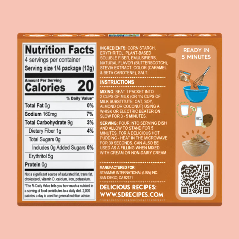 Simply Desserts Sugar Free Instant Pudding - Butterscotch