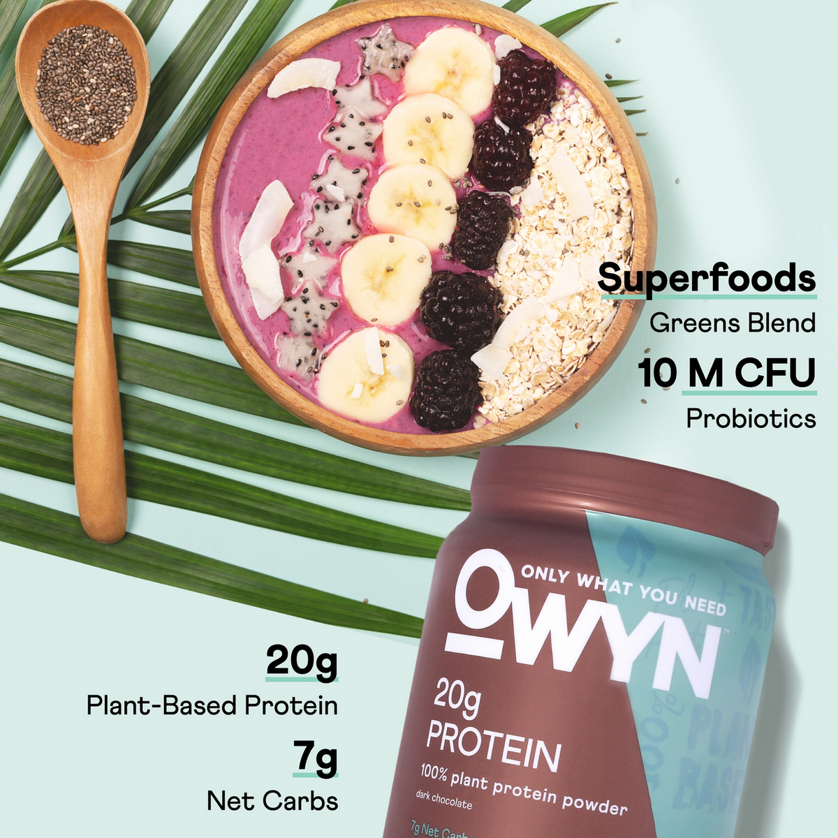 OWYN 20g Plant-Based Protein Powder - Dark Chocolate, 1.1lb