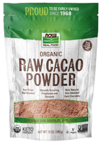 NOW Cacao Powder, Raw, Organic 12 oz tub