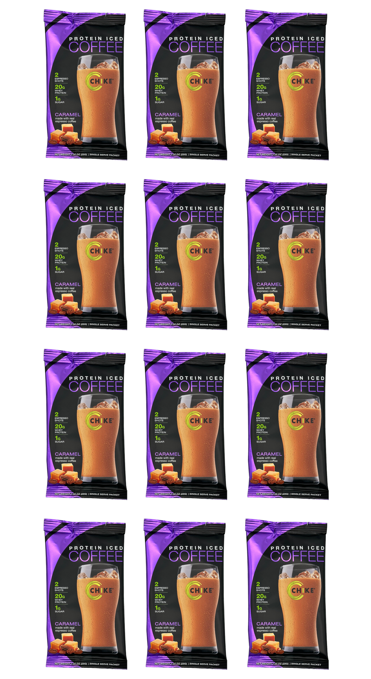 Chike Nutrition High Protein Iced Coffee Single Serving Packets - Caramel, 12-Pack