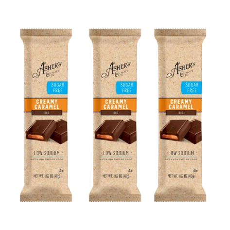 Asher's Chocolates Sugar Free Candy Bars - Milk Chocolate Creamy Caramel 3-Pack