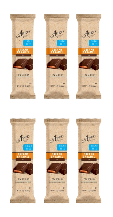 Asher's Chocolates Sugar Free Candy Bars - Milk Chocolate Creamy Caramel 6-Pack