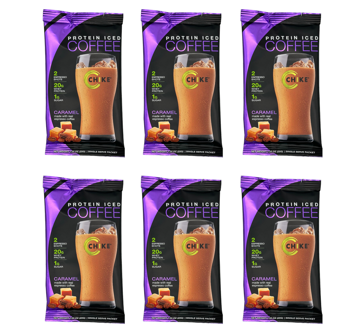 Chike Nutrition High Protein Iced Coffee Single Serving Packets - Caramel, 6-Pack