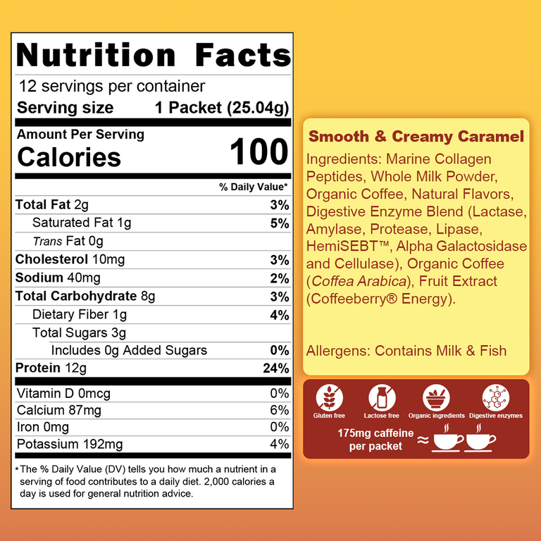 Projo* Instant Power Coffee with Protein - Grab and Go! - Smooth & Creamy Caramel