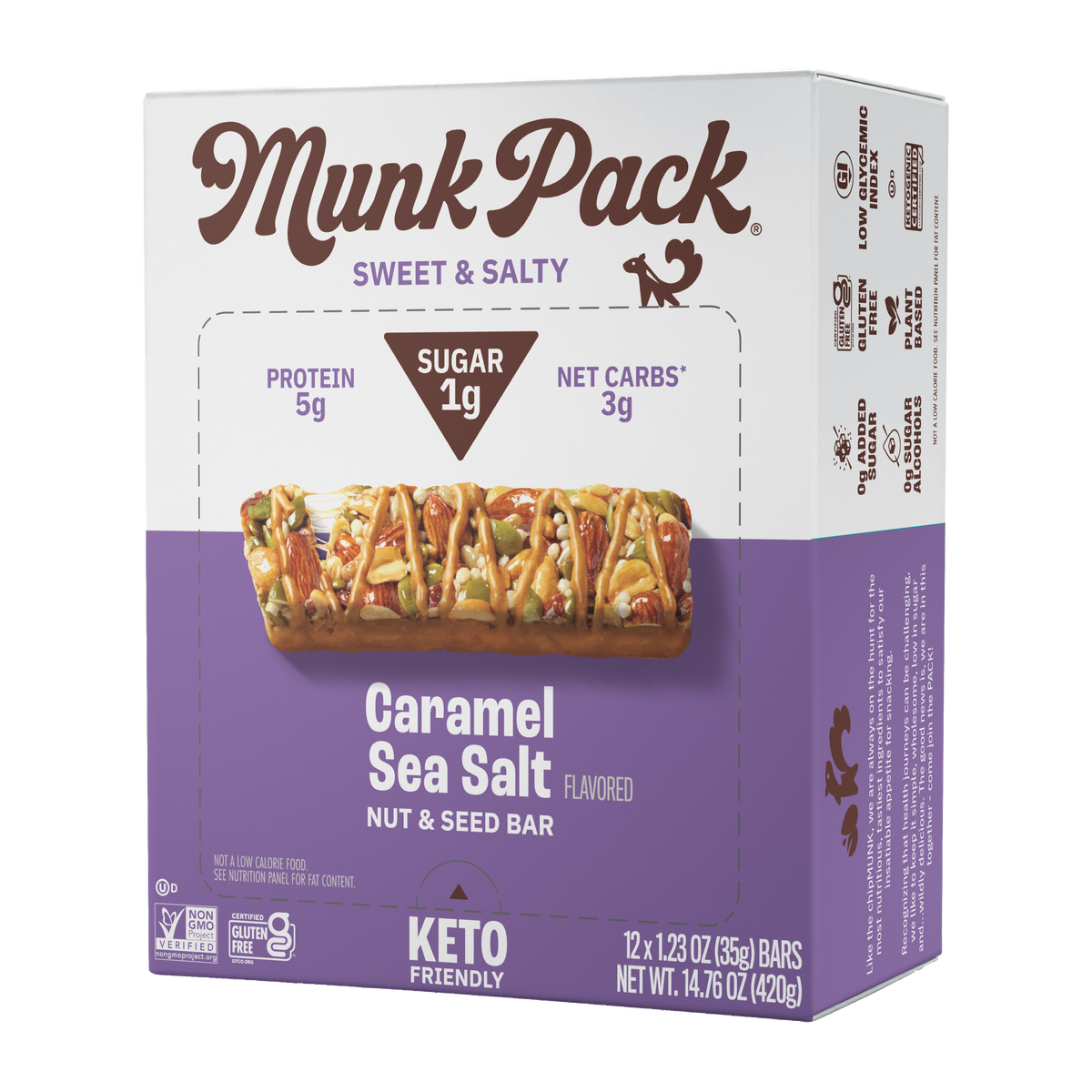 Munk Pack Keto Nut & Seed Bar, 12 Bars - Caramel Sea Salt