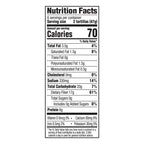 Nutrition facts label detailing serving size, calories, and nutrient content for tortillas, including information on fats, carbohydrates, fiber, sugars, and protein.