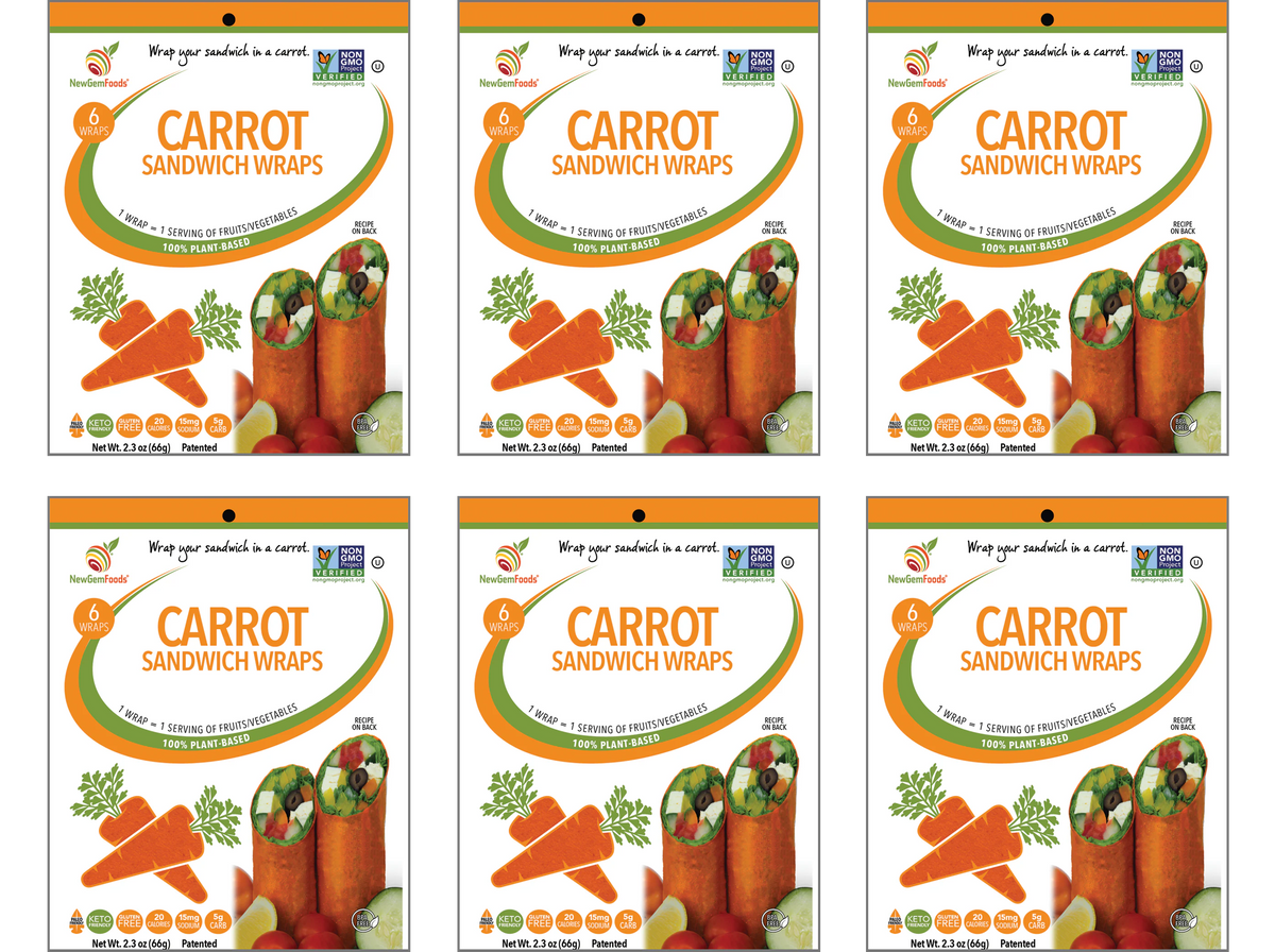 NewGem Foods GemWraps - Carrot, 6-Pack (36 Wraps)