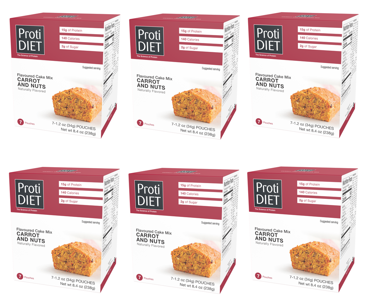 Proti Diet Protein Cake Mix, Carrot and Nuts, 7 Pouches - 6-Pack