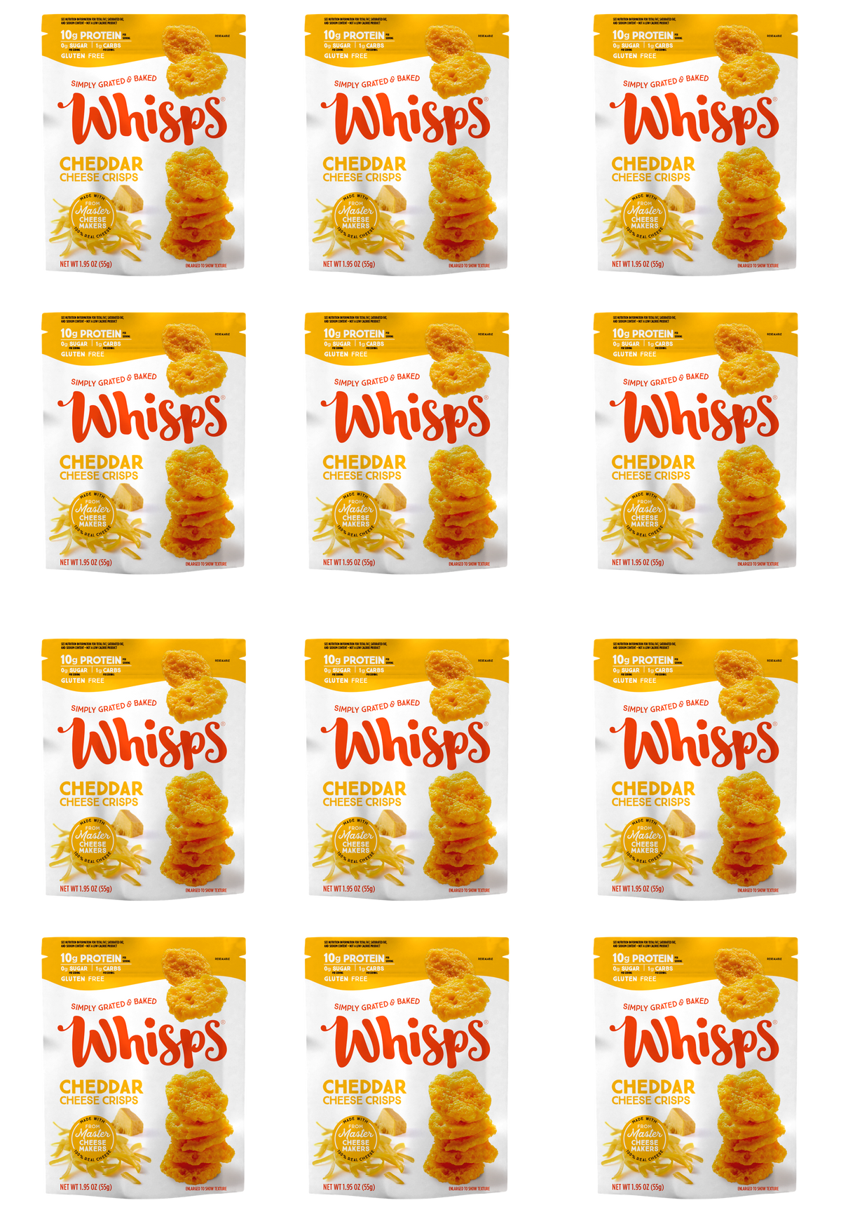 Whisps Cheese Crisps - Cheddar 12 Bags