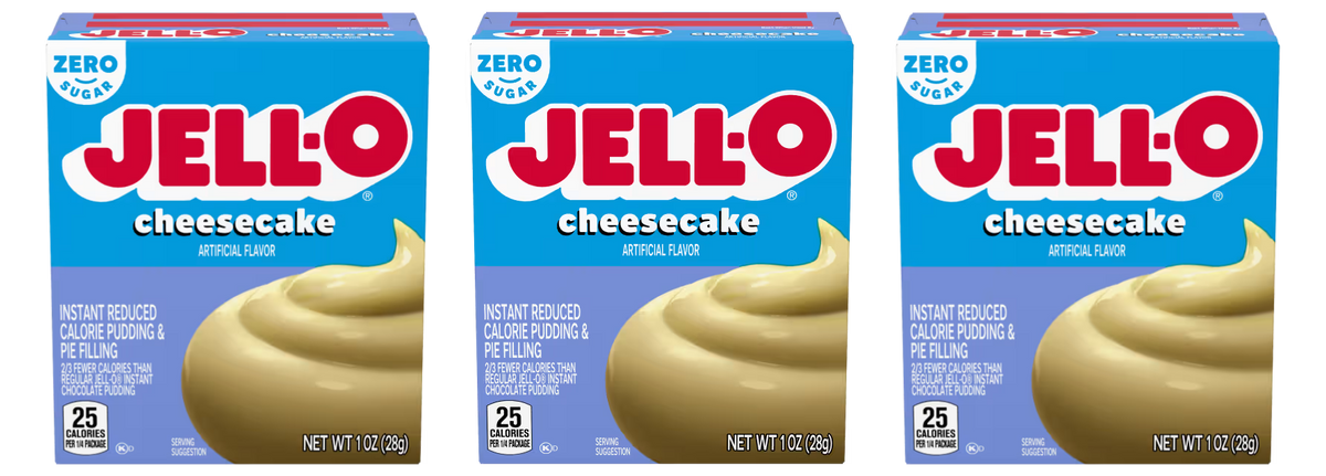 Front package of Jell-O Sugar-Free Instant Pudding, Cheesecake (1 oz) / 3-Pack