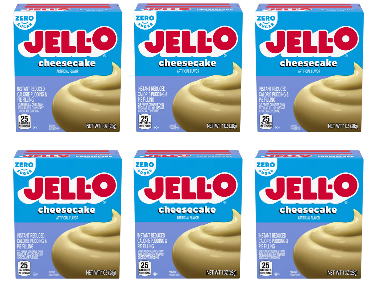 Front package of Jell-O Sugar-Free Instant Pudding, Cheesecake (1 oz) / 6-Pack