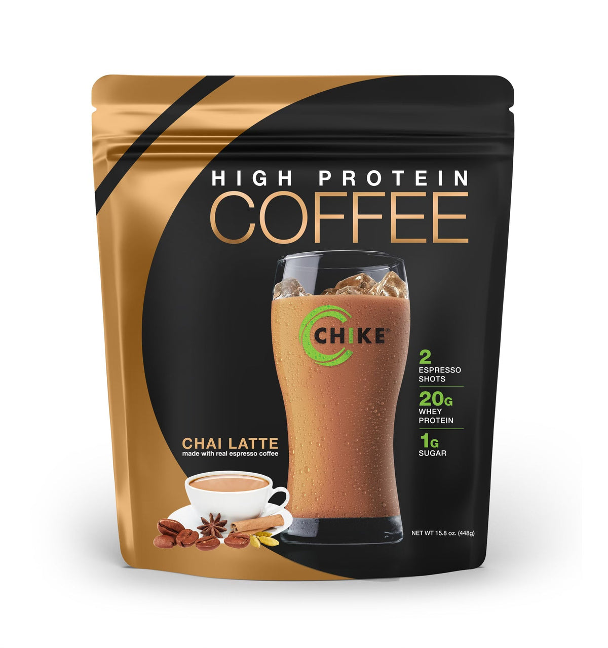Chike Nutrition High Protein Iced Coffee, 14 Serving Bag - Chai Latte, 15.8 oz (448g)