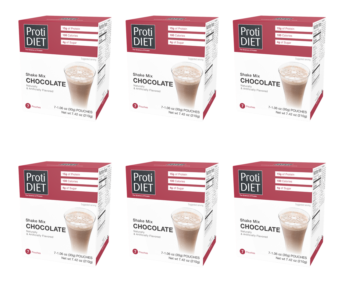 Proti Diet Protein Shake Mix, Chocolate, 7 Pouches - 6-Pack