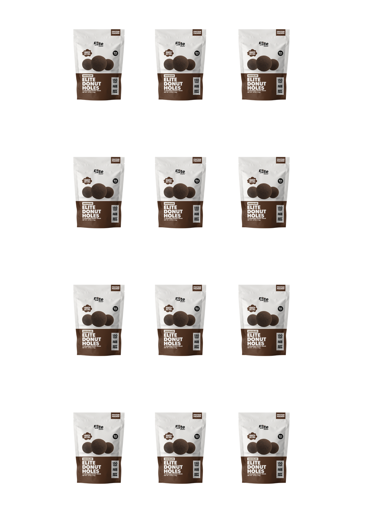 Elite Sweets High-Protein & Low-Carb Donut Holes - Chocolate, 12-Pack