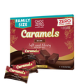 Front package of ChocZero Dark Chocolate Covered Caramels with Sea Salt