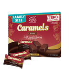 Front package of ChocZero Dark Chocolate Covered Caramels with Sea Salt