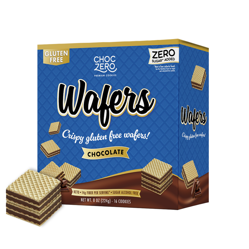 Front package of ChocZero Wafer Cookies, 8 oz, Chocolate