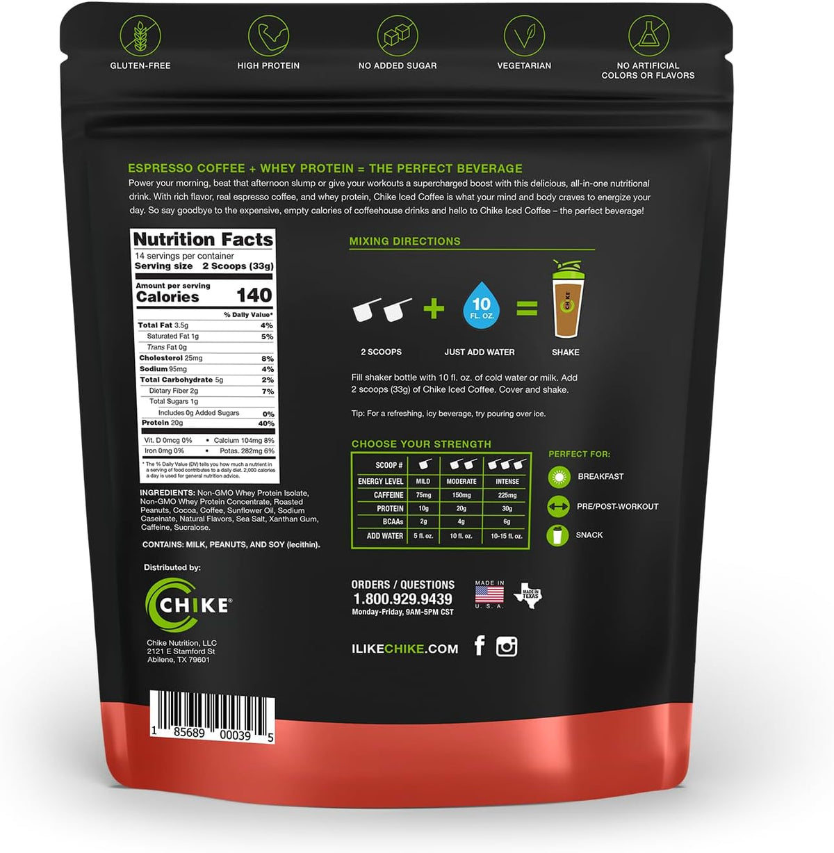 Chike Nutrition High Protein Iced Coffee, 14 Serving Bag - Chocolate Peanut Butter, 16.3 oz (462g)