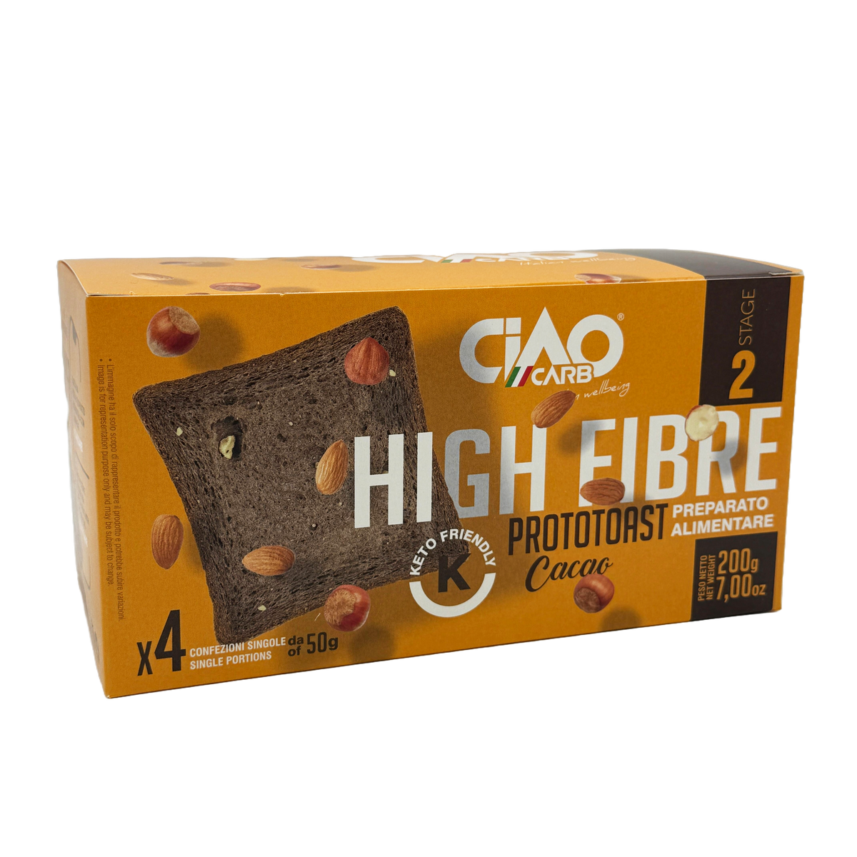 Ciao Carb Low Carb Proto Toast, Cacao / One Box.