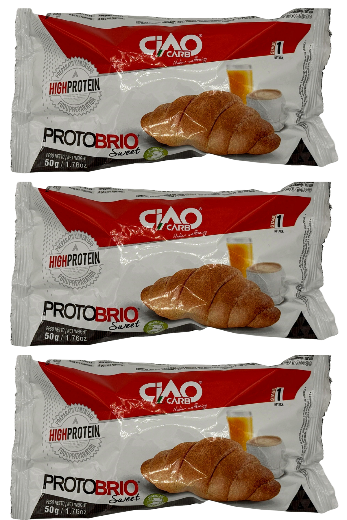 Ciao Carb Protobrio Croissant, Sweet / 3 croissants.
