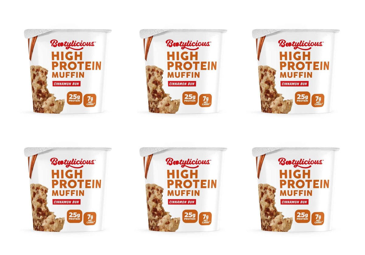 Six Bootylicious Cinnamon Bun high protein muffin cups