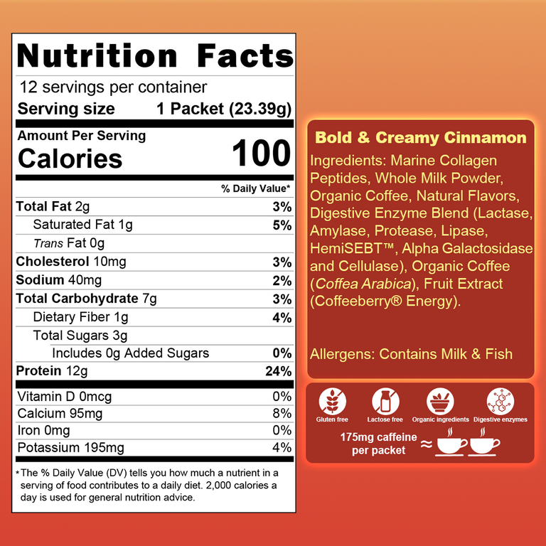 Projo* Instant Power Coffee with Protein - Grab and Go! - Bold & Creamy Cinnamon
