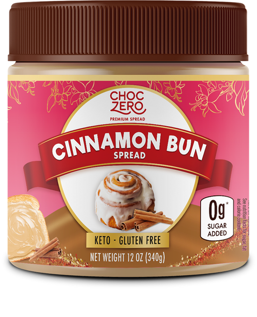 ChocZero No Sugar Added Keto Spread, 12 oz / Cinnamon Bun.