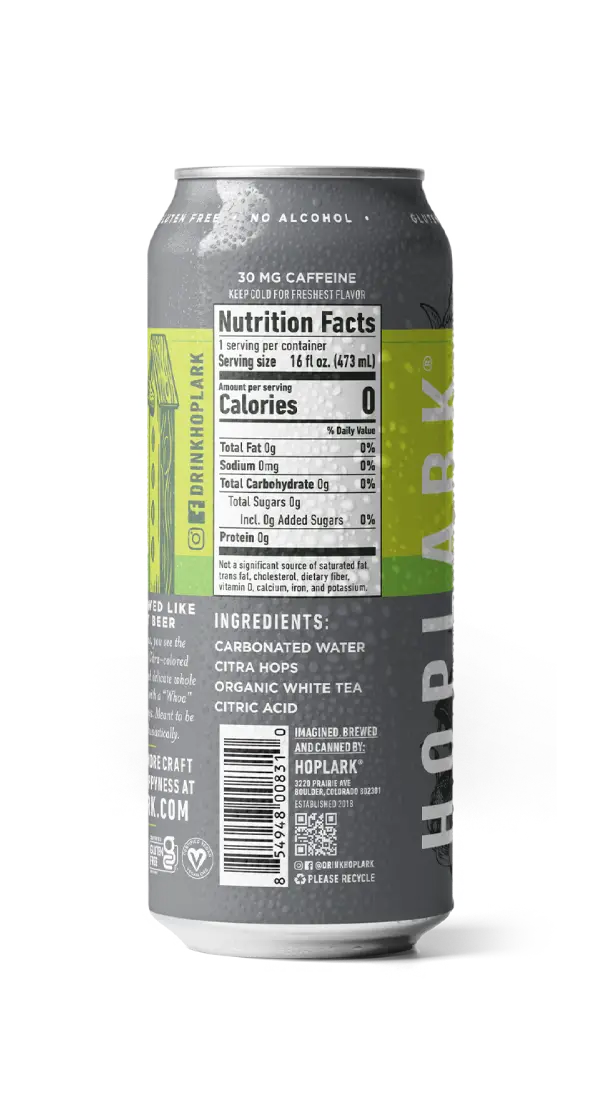 Hoplark Sparkling HopTea, 16 fl oz - The Citra Bomb One, with 30mg Caffeine (CLEARANCE: Best by September 29, 2026)