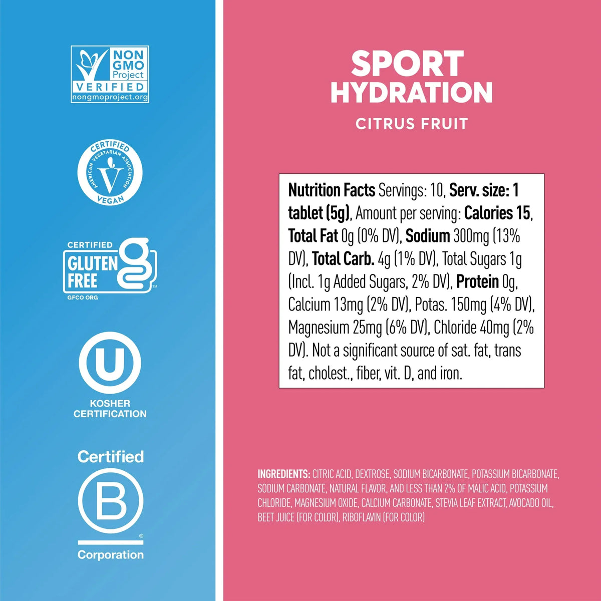 Nuun Sport Hydration Citrus Fruit Nutrition Facts