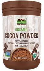 NOW Cocoa Powder, non-Alkalized, Organic 12 oz. tub