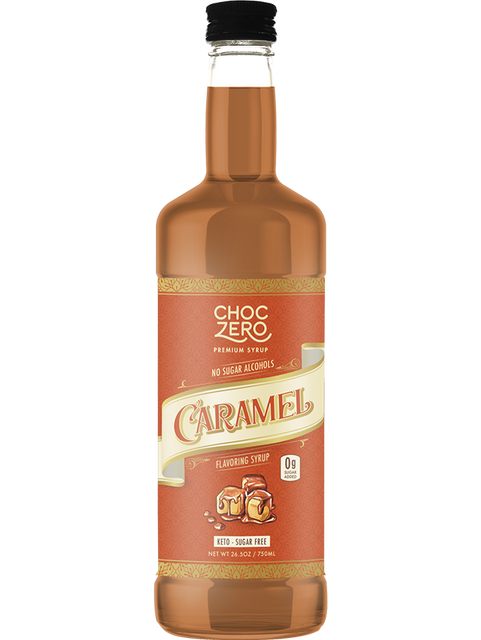 Front package of ChocZero Sugar Free Coffee Syrup, Caramel