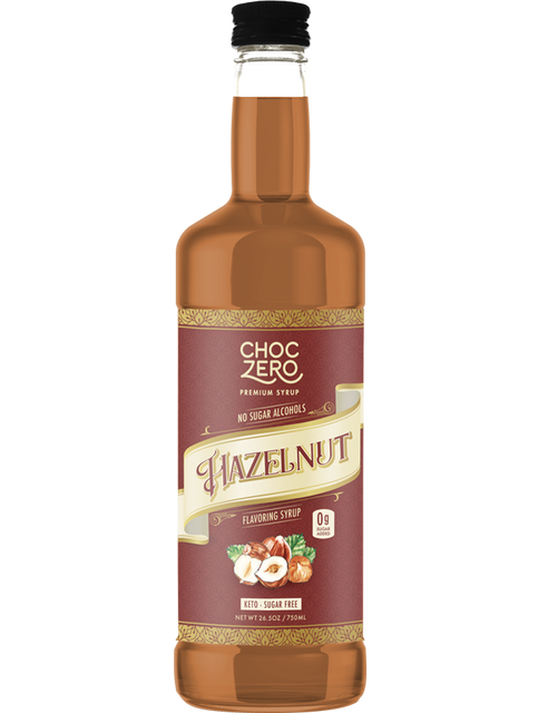 Front package of ChocZero Sugar Free Coffee Syrup, Hazelnut