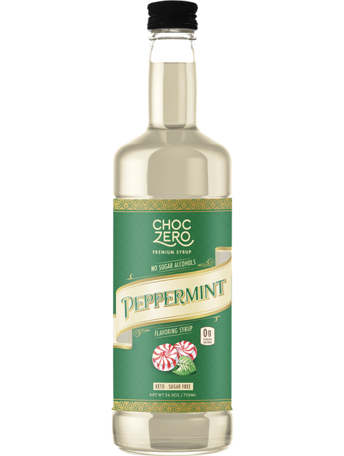 Front package of ChocZero Sugar Free Coffee Syrup, Peppermint