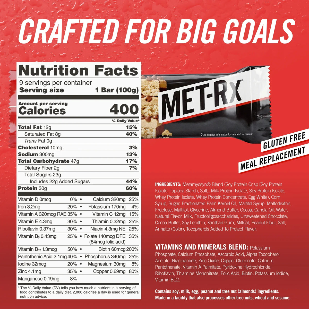 MET-Rx BIG 100 Food Bars - Chocolate Chip Cookie Dough