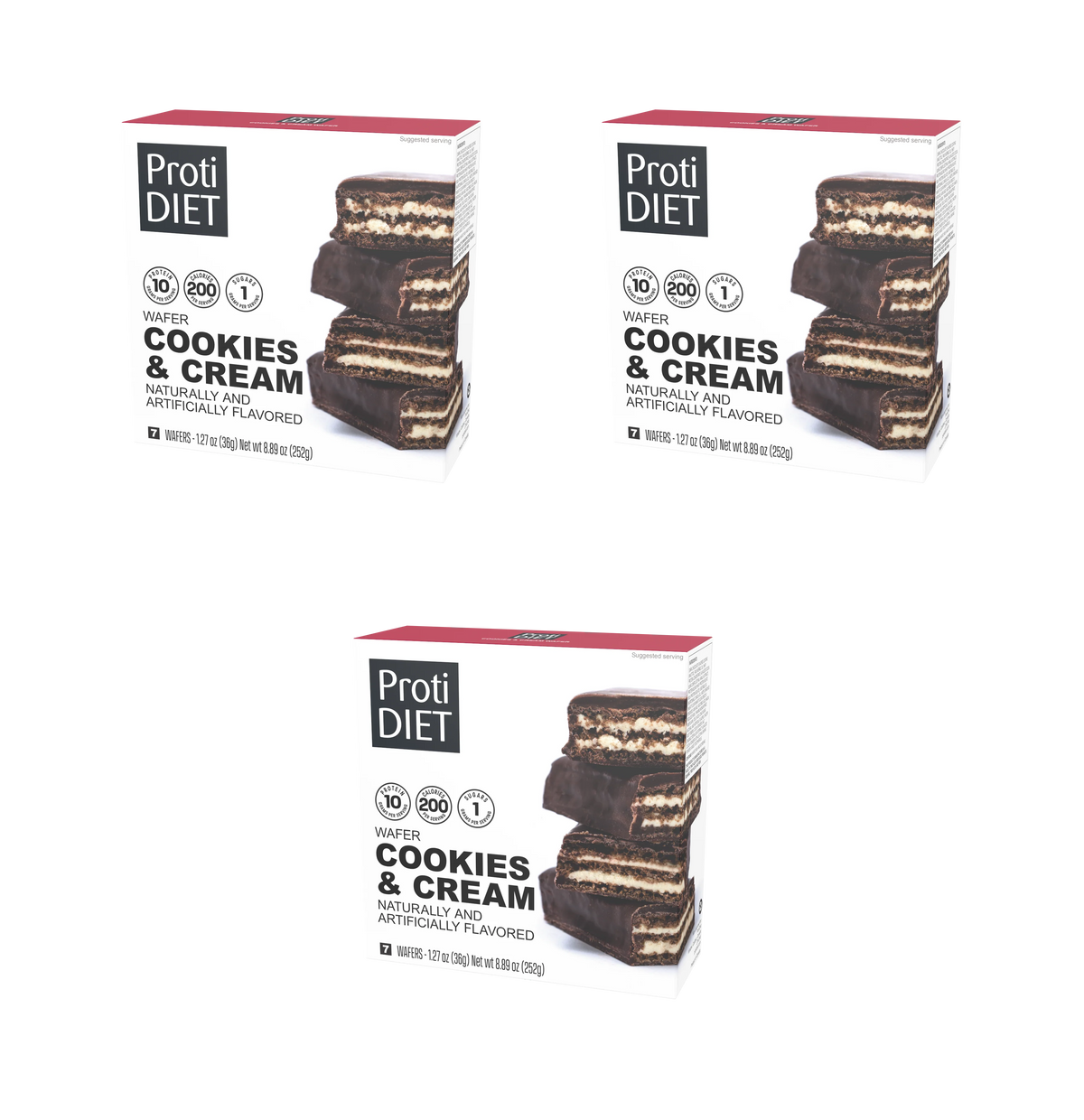 Proti Diet Coated Protein Wafer Bars, Cookies & Cream Flavor, 7 Bars - 3-Pack