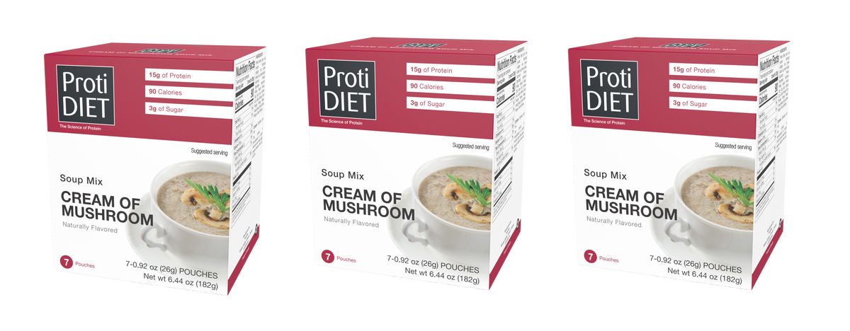 Proti Diet - Cream of Mushroom Soup Mix, 7 Pouches - 3-Pack