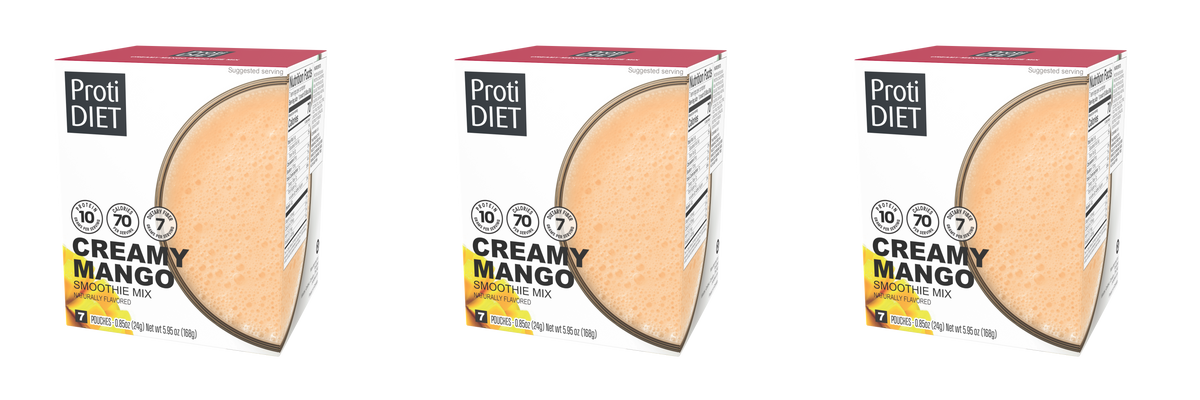 Proti Diet Protein Smoothie Mix, Creamy Mango, 7 Pouches - 3-Pack