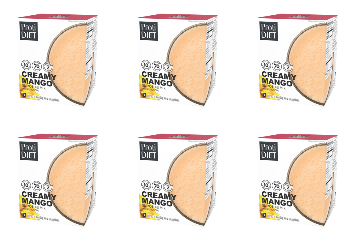 Proti Diet Protein Smoothie Mix, Creamy Mango, 7 Pouches - 6-Pack