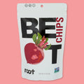Front package of Root Foods Veggie Chips, Beet, 2.5 oz / One Pack